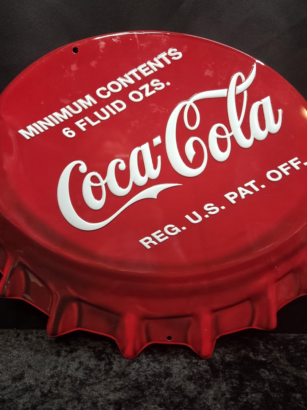 Coca-Cola Bottle Cap Embossed Tin Metal Sign - 18 1/2" x 16" - Vintage - Coke